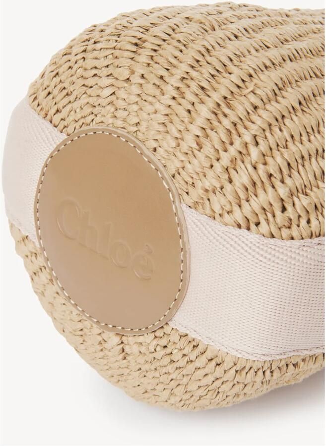 Chloé Raffia Bucket Tas met Trekkoordsluiting Beige Dames - Foto 6