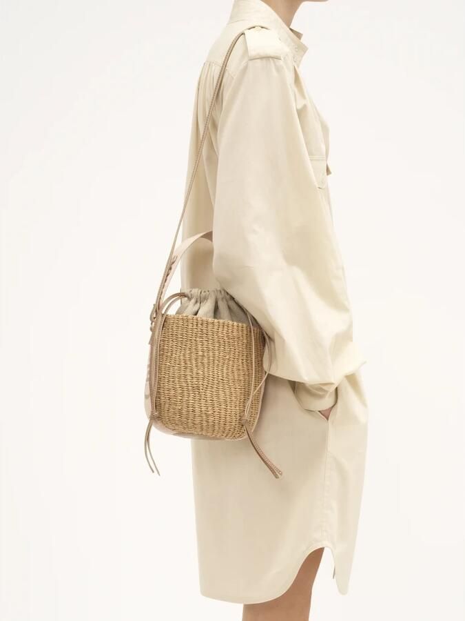 Chloé Raffia Bucket Tas met Trekkoordsluiting Beige Dames - Foto 5