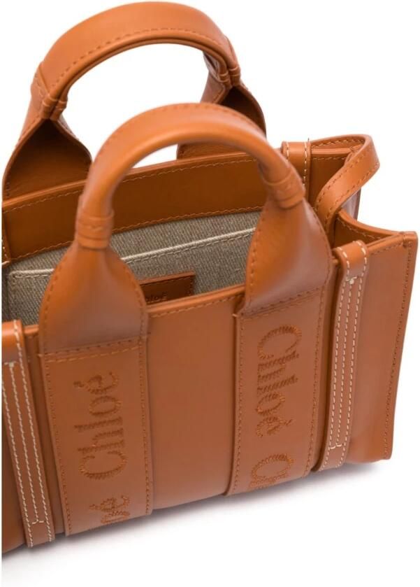Chloé Crossbody bags Woody Mini Tote Bag Calfskin in cognac - Foto 11