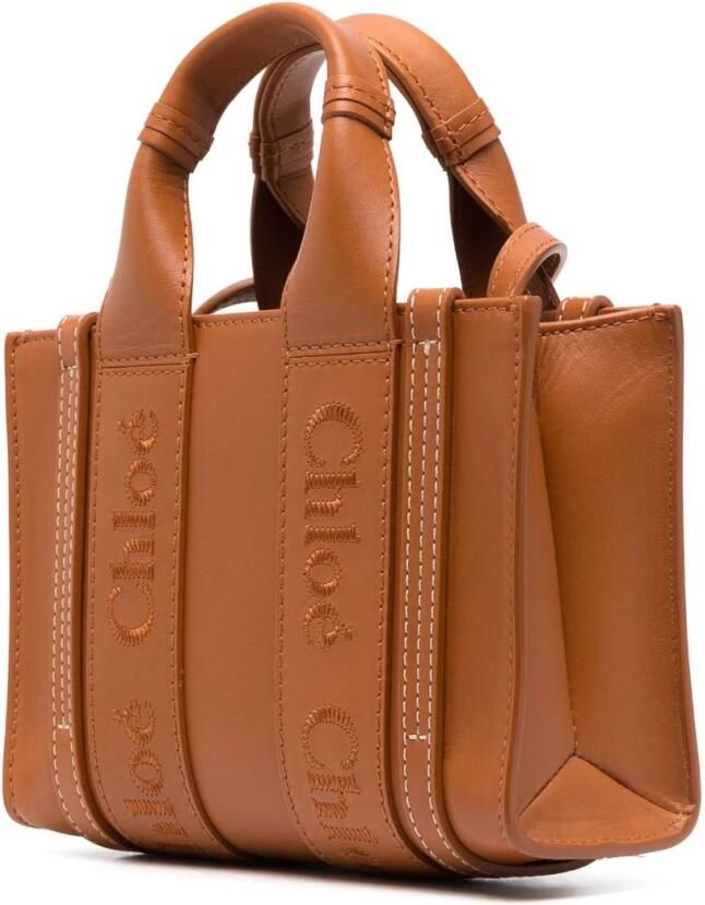 Chloé Crossbody bags Woody Mini Tote Bag Calfskin in cognac - Foto 10