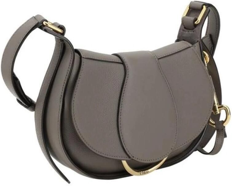Chloé Gestructureerde Saddle Bag Gray Dames - Foto 11