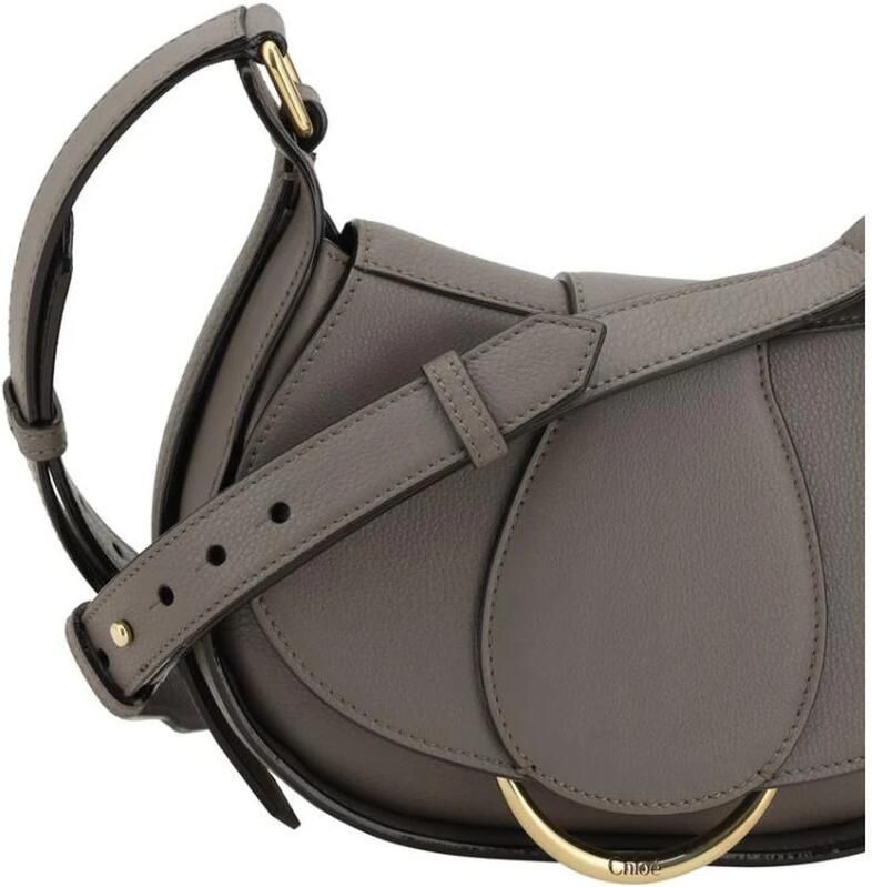 Chloé Gestructureerde Saddle Bag Gray Dames - Foto 6