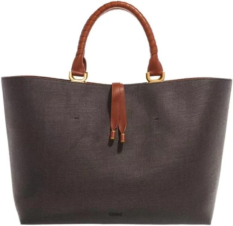Chloé Grijze Leren Tote Tas Shopper Brown Dames