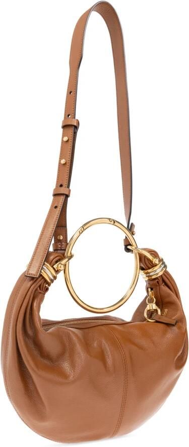 Chloé Crossbody bags Bracelet Hobo Bag Small Leather in bruin - Foto 6