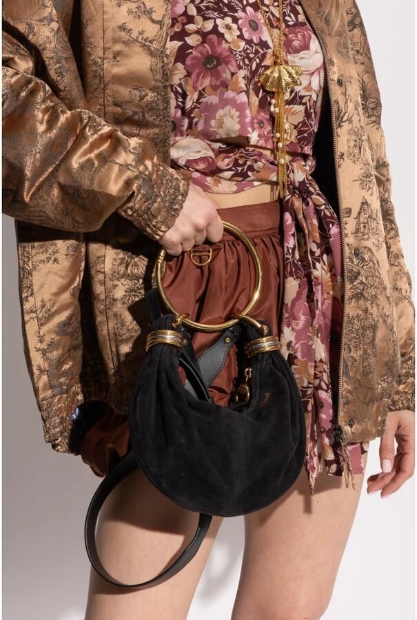 Chloé Zwarte handtas met ringhandvat en logo Black Dames - Foto 2