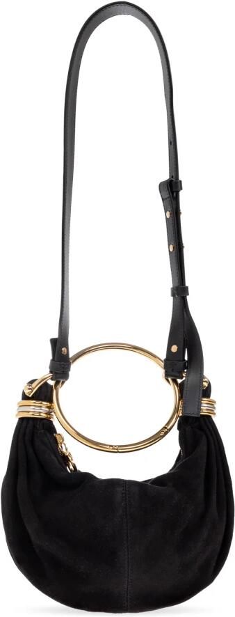 Chloé Zwarte handtas met ringhandvat en logo Black Dames - Foto 5