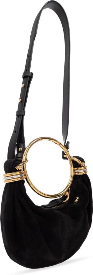 Chloé Zwarte handtas met ringhandvat en logo Black Dames - Foto 6