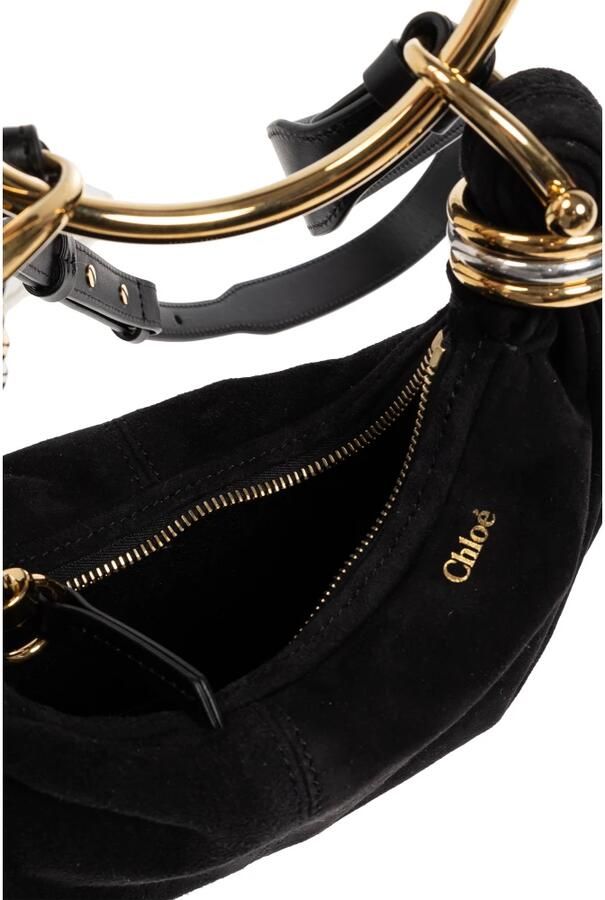 Chloé Zwarte handtas met ringhandvat en logo Black Dames - Foto 3