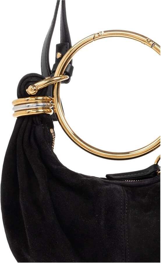 Chloé Zwarte handtas met ringhandvat en logo Black Dames - Foto 4