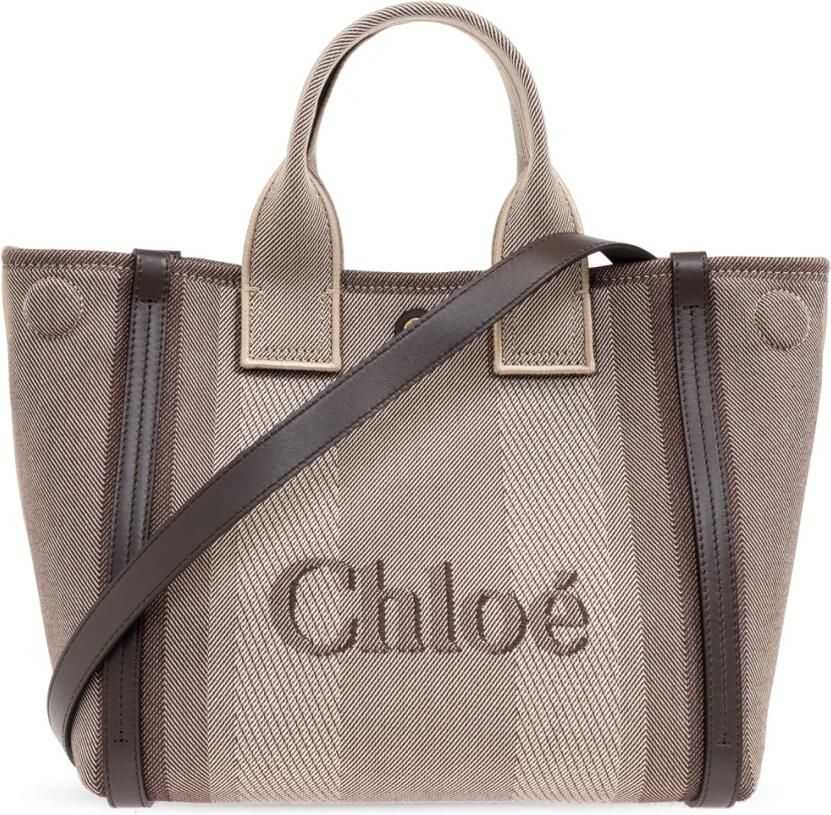 Chloé Leren Detail Tote Tas met Verstelbare Band Gray Dames