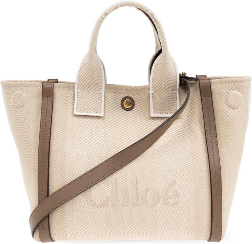 Chloé Beige Schoudertas met Drukknoopsluiting Beige Dames - Foto 4