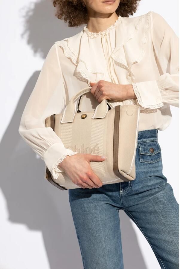 Chloé Beige Schoudertas met Drukknoopsluiting Beige Dames - Foto 15