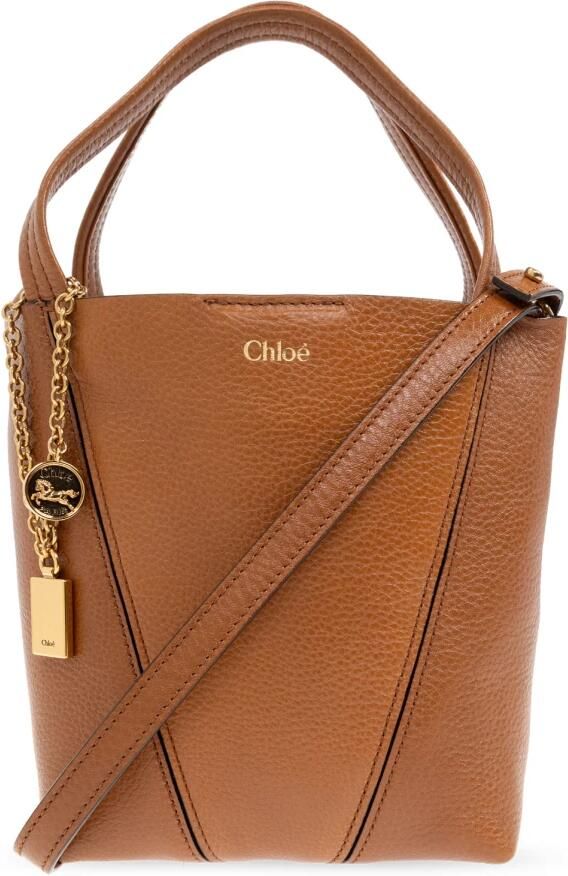 Chloé Hobo bags Structured Brown Shoulder Bag With Textured Finish in bruin