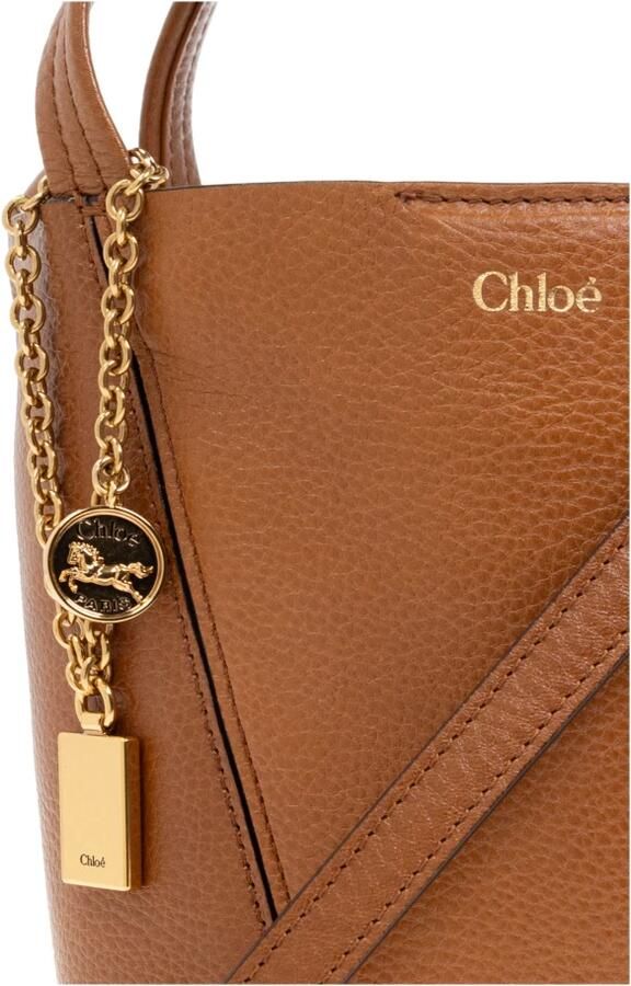 Chloé Hobo bags Structured Brown Shoulder Bag With Textured Finish in bruin - Foto 4