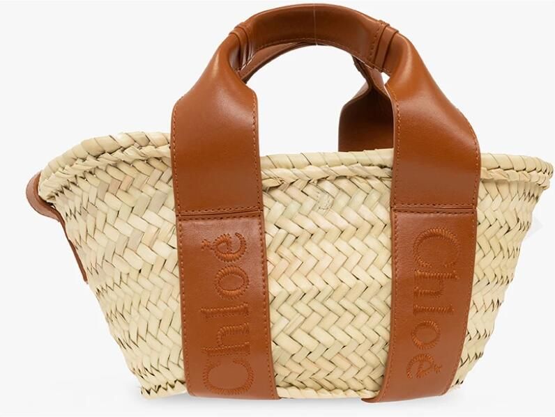 Chloé Kleine mandentas Bruin Raffia en Kalfsleer Brown Dames - Foto 8