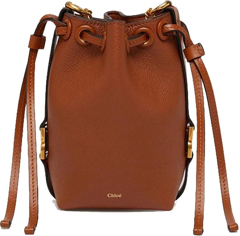 Chloé Leren Bucket Bag met Trekkoordsluiting Brown Dames