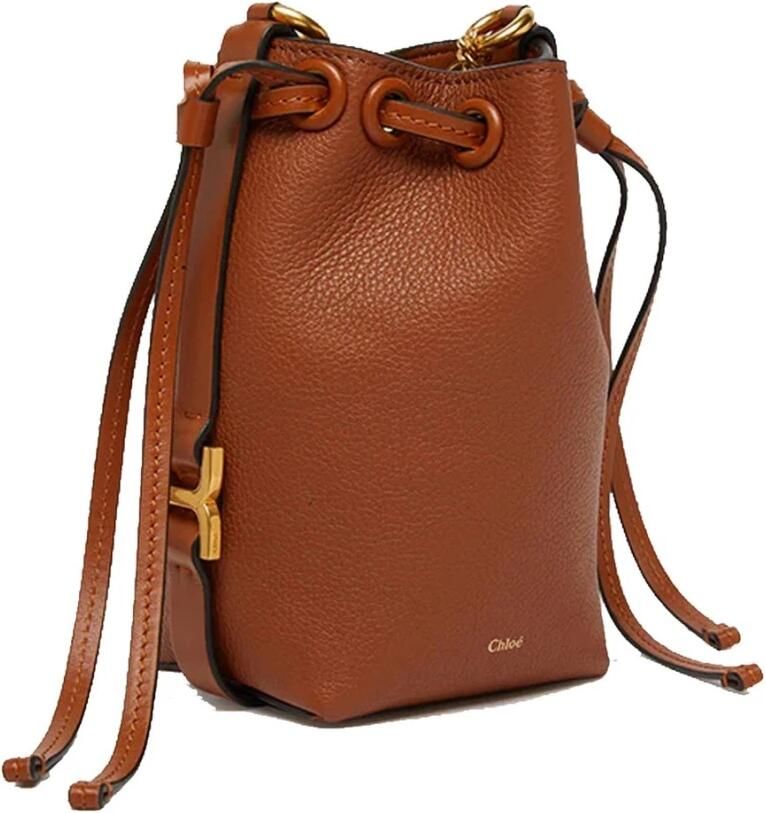 Chloé Leren Bucket Bag met Trekkoordsluiting Brown Dames - Foto 3