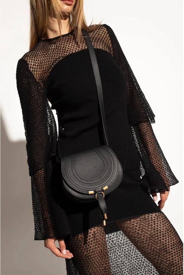 Chloé Zwarte Leren Kleine Marcie Crossbody Tas Black Dames - Foto 8