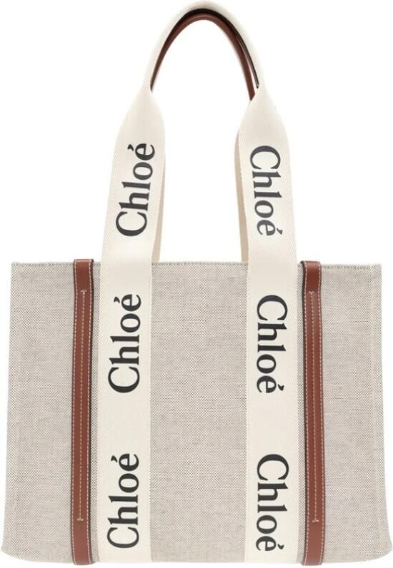 Chloé Iconische Canvas Schoudertas met Leren Afwerking Beige Dames - Foto 8