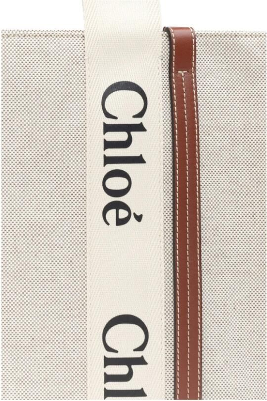 Chloé Iconische Canvas Schoudertas met Leren Afwerking Beige Dames - Foto 9