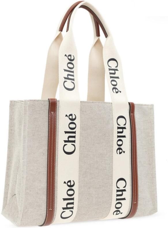 Chloé Iconische Canvas Schoudertas met Leren Afwerking Beige Dames - Foto 7