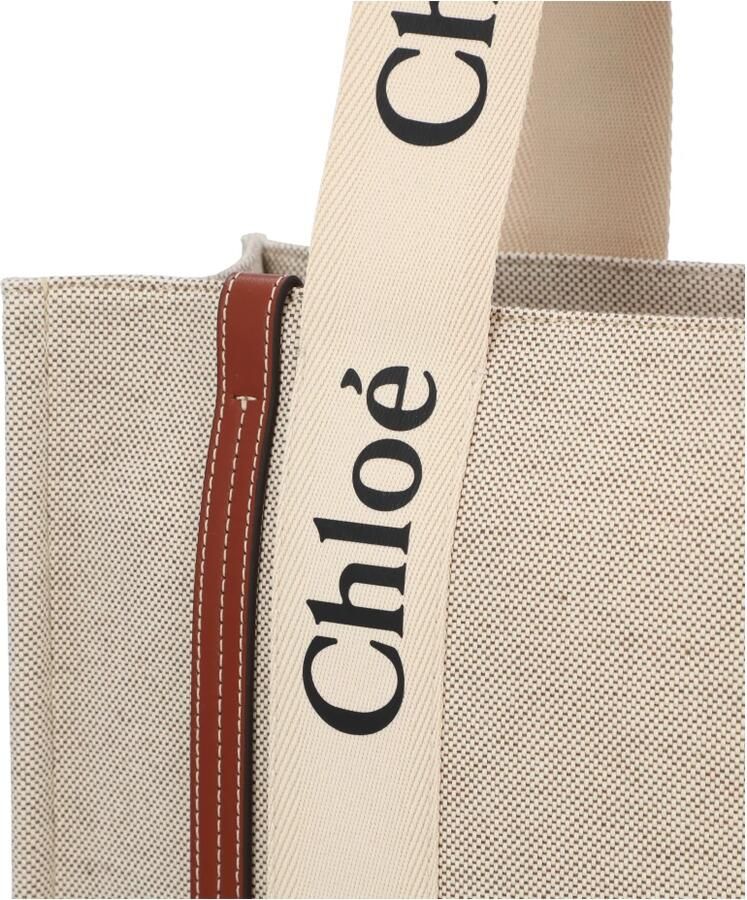 Chloé Iconische Canvas Schoudertas met Leren Afwerking Beige Dames - Foto 5