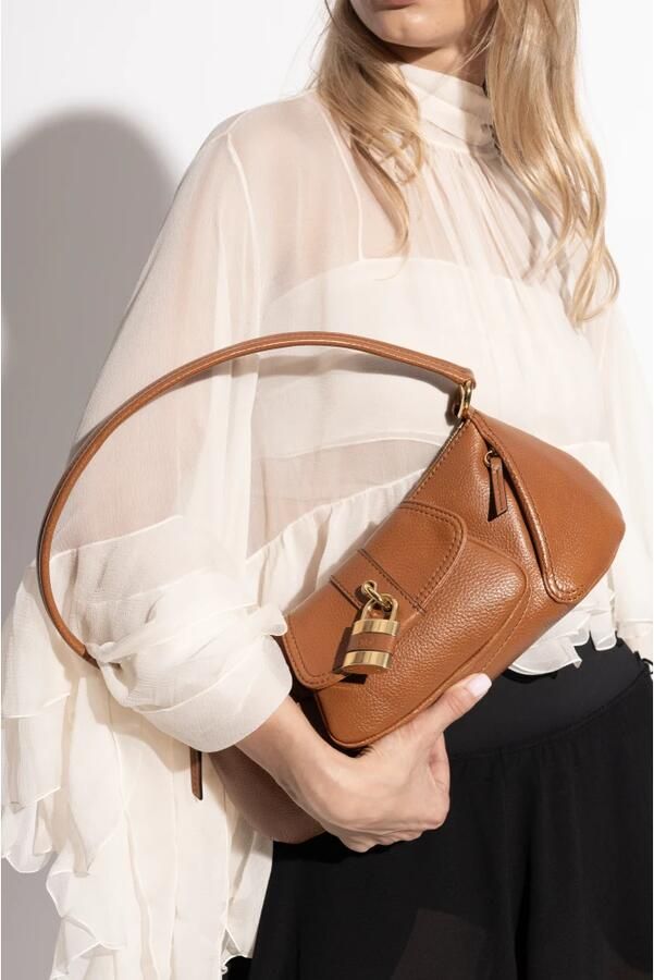 Chloé Stijlvolle leren schoudertas met rits Brown Dames - Foto 6