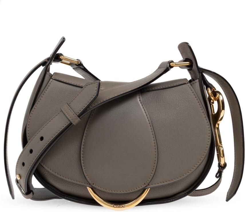 Chloé Gestructureerde Saddle Bag Gray Dames - Foto 4