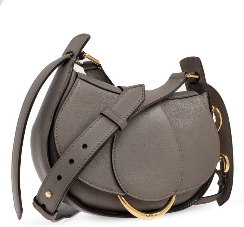 Chloé Gestructureerde Saddle Bag Gray Dames - Foto 5