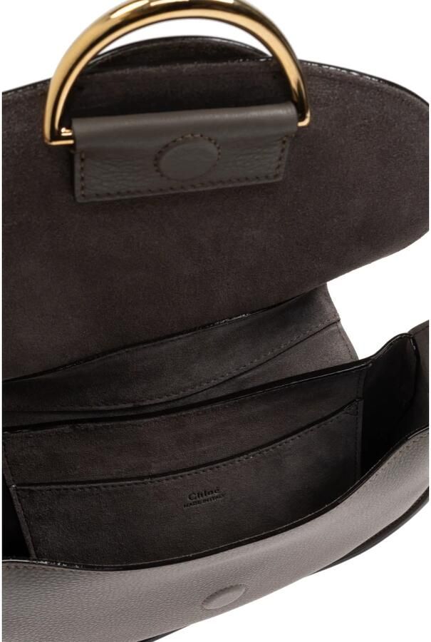 Chloé Gestructureerde Saddle Bag Gray Dames - Foto 8