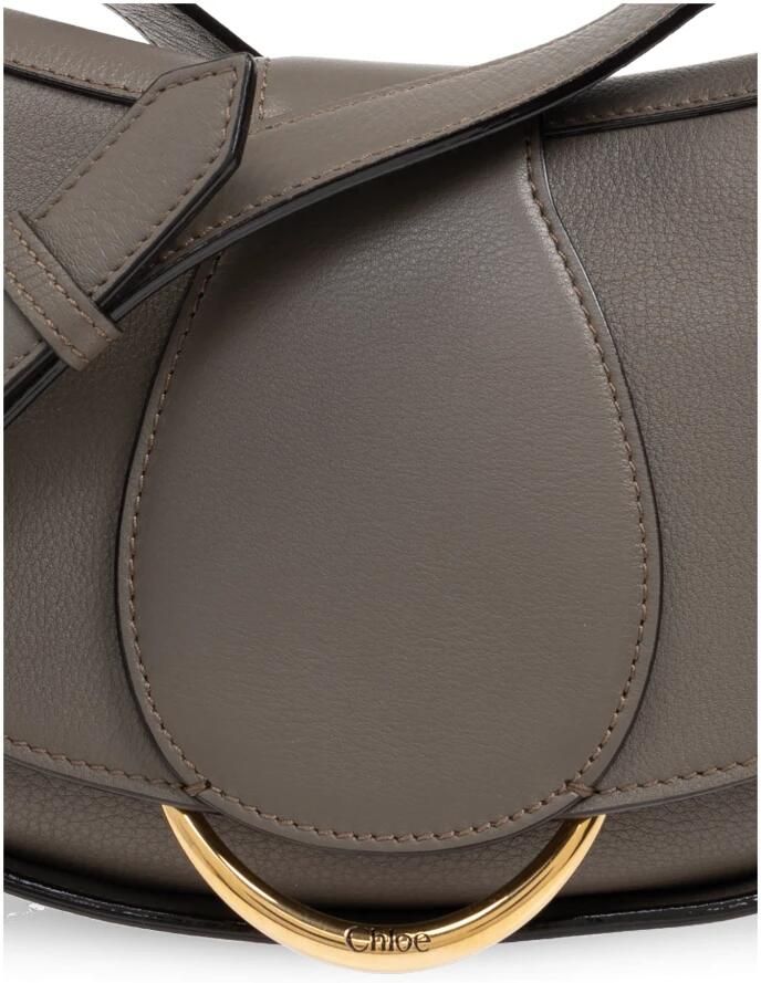 Chloé Gestructureerde Saddle Bag Gray Dames - Foto 7