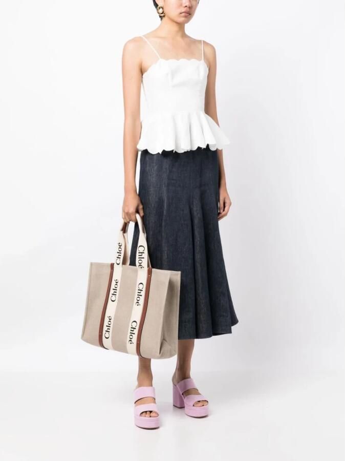 Chloé Woody Large Linnen Schoudertas Multicolor Dames - Foto 4