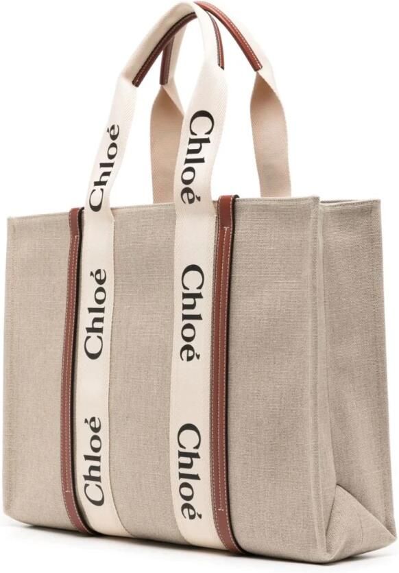 Chloé Woody Large Linnen Schoudertas Multicolor Dames - Foto 11