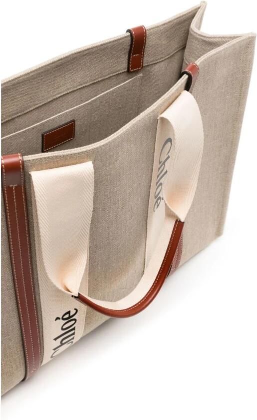 Chloé Woody Large Linnen Schoudertas Multicolor Dames - Foto 13