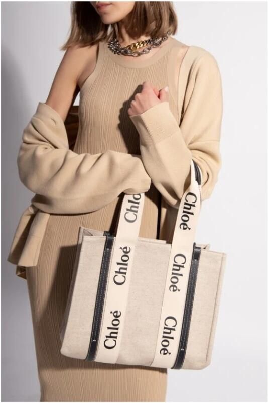 Chloé Woody Linnen Schoudertas Multicolor Dames - Foto 8