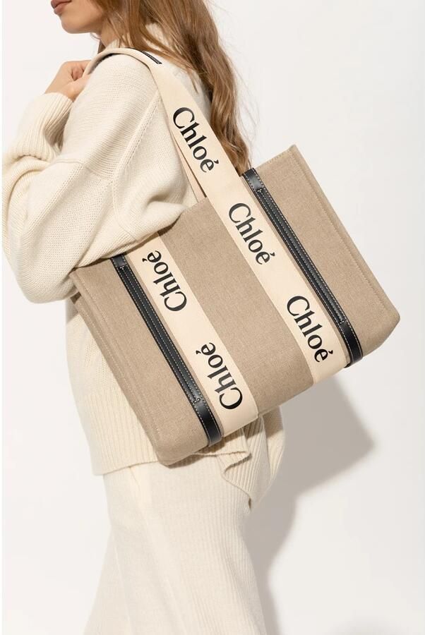 Chloé Woody Linnen Schoudertas Multicolor Dames - Foto 5