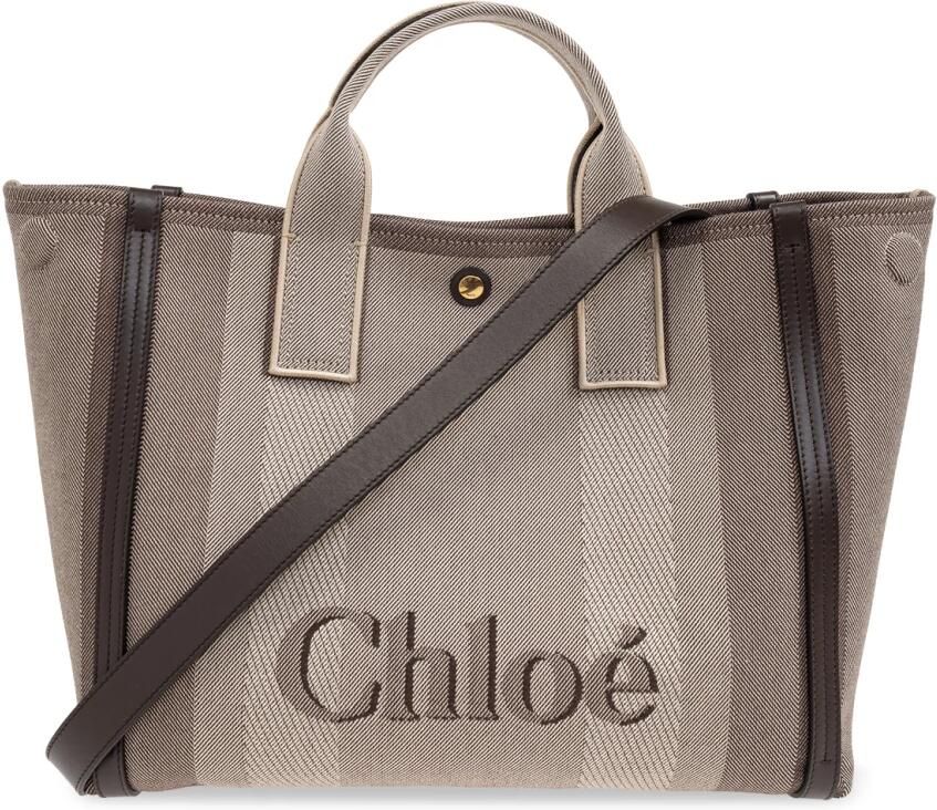 Chloé Katoenen handtas met leren details Gray Dames - Foto 5