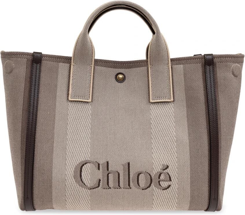 Chloé Katoenen handtas met leren details Gray Dames - Foto 7