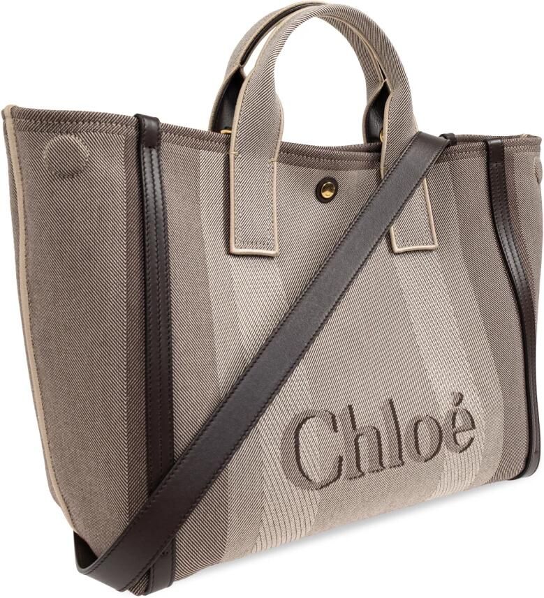 Chloé Katoenen handtas met leren details Gray Dames - Foto 6