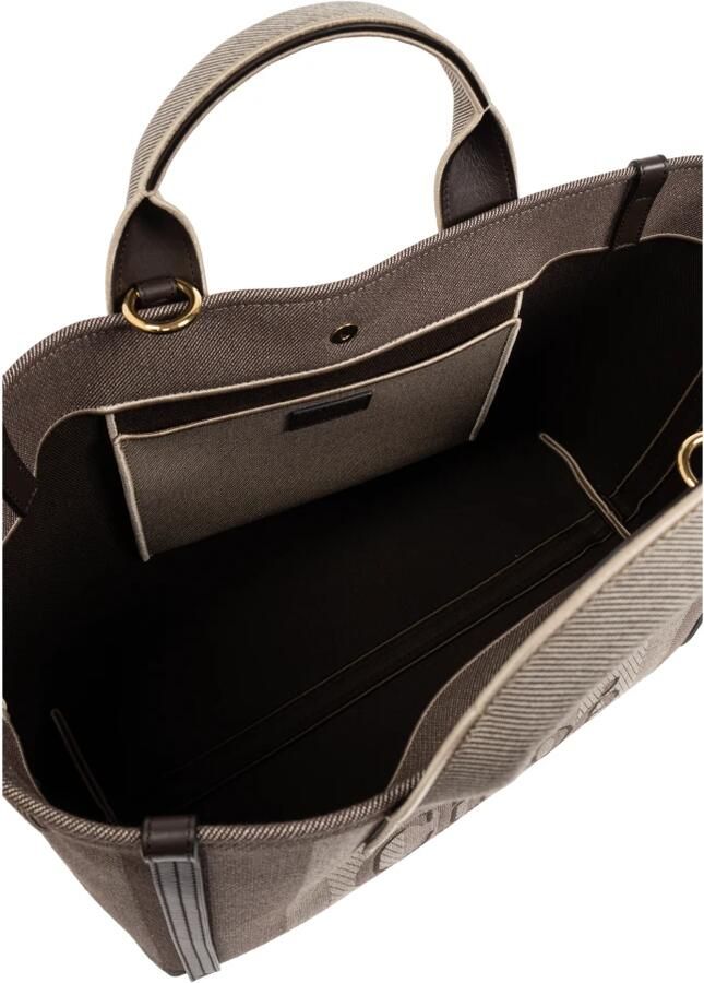 Chloé Katoenen handtas met leren details Gray Dames - Foto 8