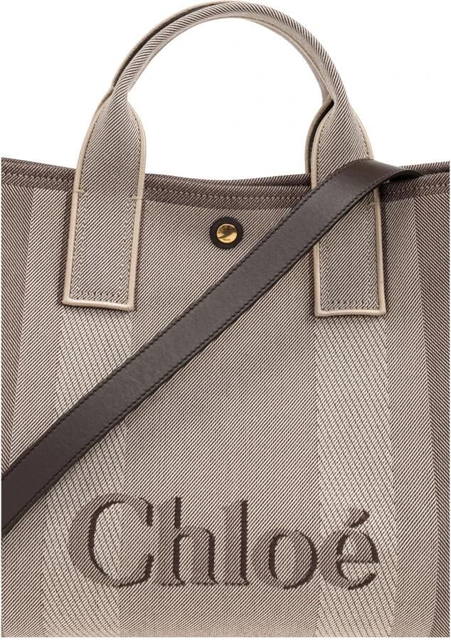 Chloé Katoenen handtas met leren details Gray Dames - Foto 9