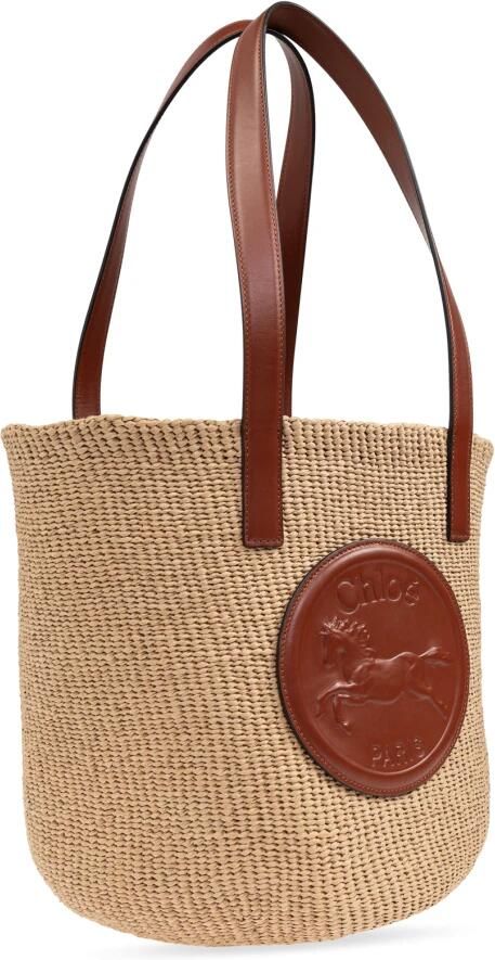 Chloé Shoppers & Totes Large Horse Medal Bag Made Of Natural Fibers in beige - Foto 6