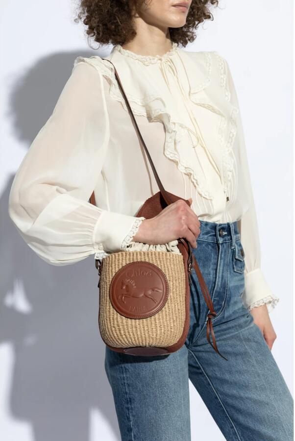 Chloé Hobo bags Small Horse Medal Bag Made Of Natural Fibers in bruin - Foto 3
