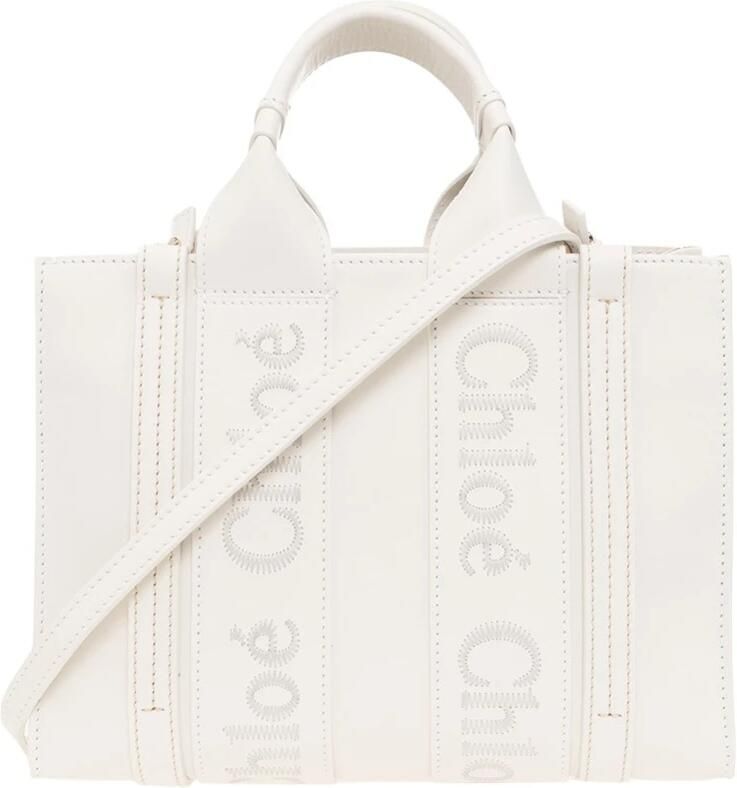 Chloé Woody Kleine shopper tas White Dames
