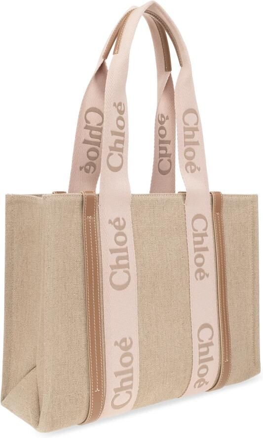 Chloé Canvas Tote Bag met geborduurd logotape Beige Dames - Foto 6