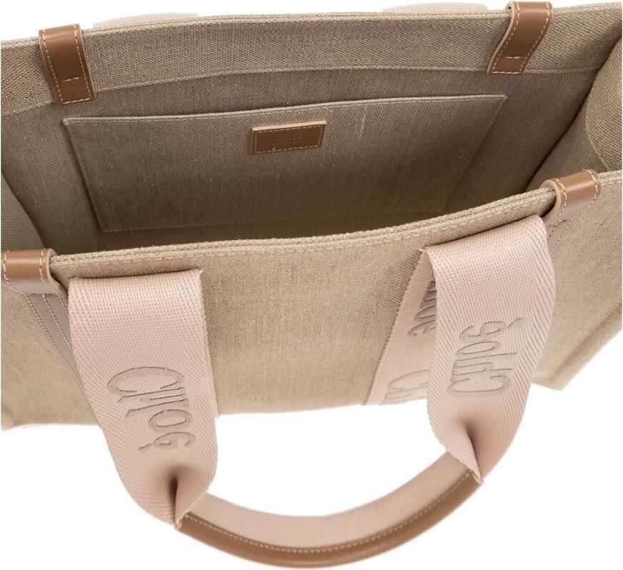 Chloé Canvas Tote Bag met geborduurd logotape Beige Dames - Foto 4