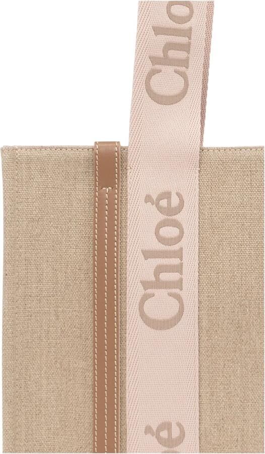 Chloé Canvas Tote Bag met geborduurd logotape Beige Dames - Foto 7