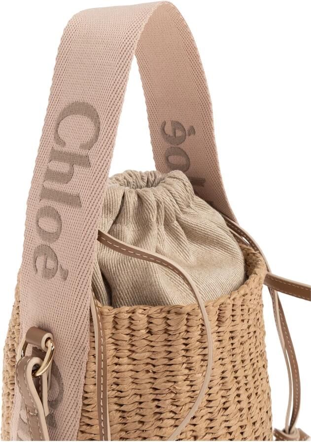 Chloé Raffia Bucket Tas met Trekkoordsluiting Beige Dames - Foto 7