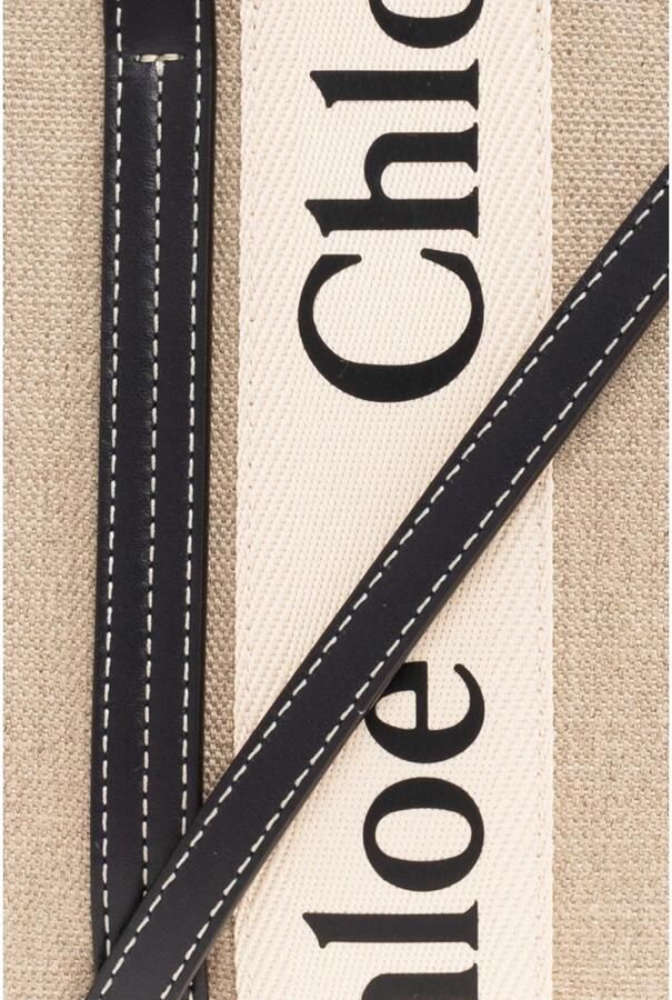 Chloé Linnen Tote Tas met Leren Details Beige Dames - Foto 8