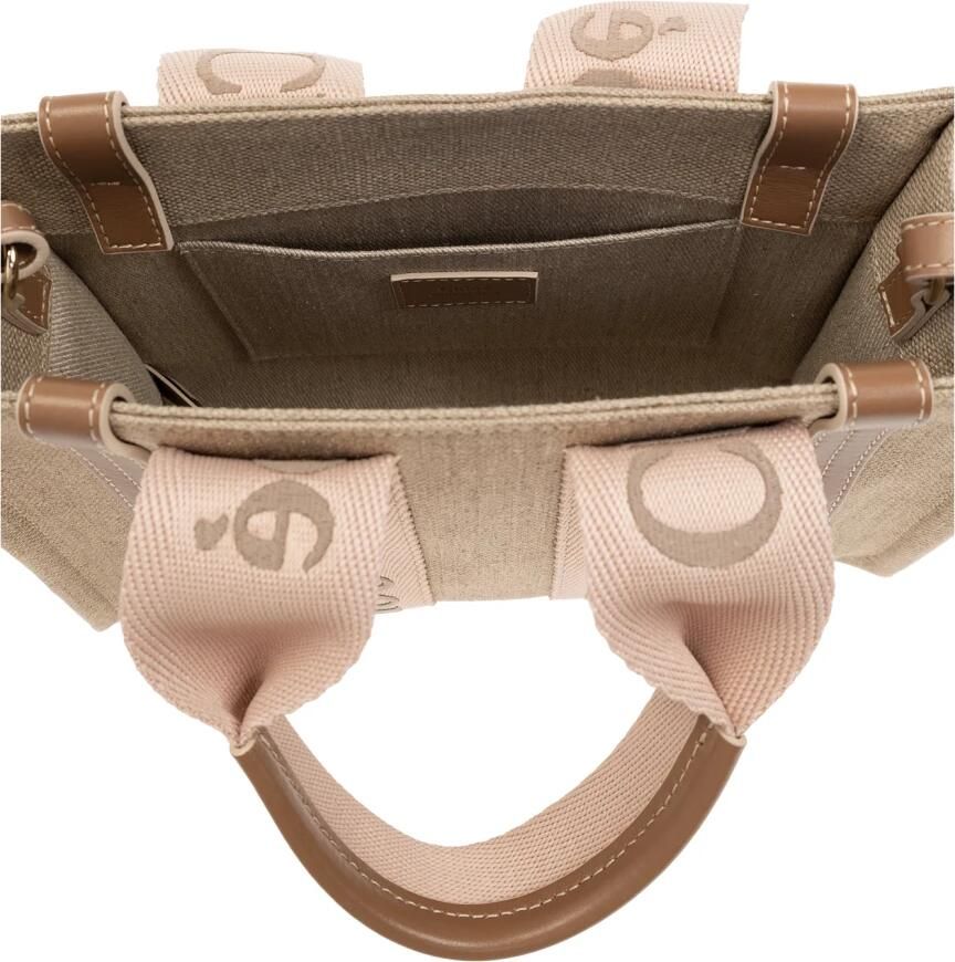 Chloé Beige Canvas Tote Tas met Geborduurd Logoband Beige Dames - Foto 3